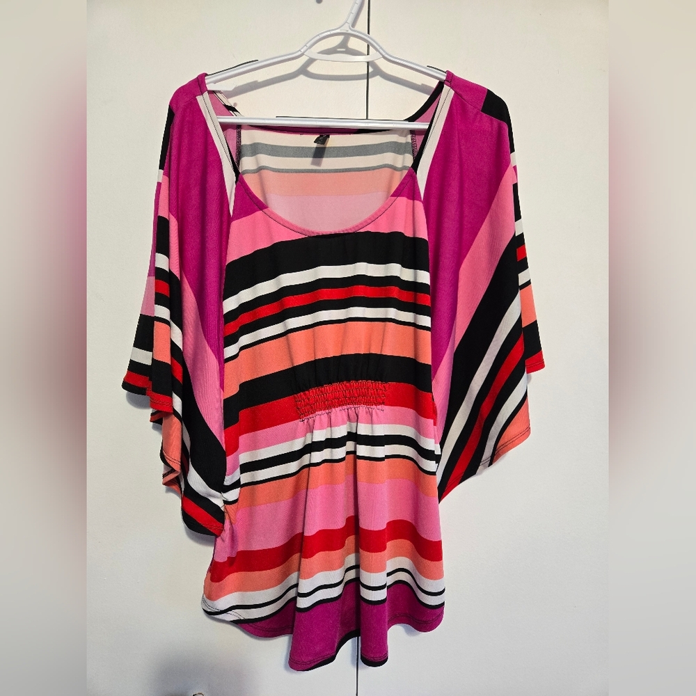 Massini Striped Pink and Black Women's Top